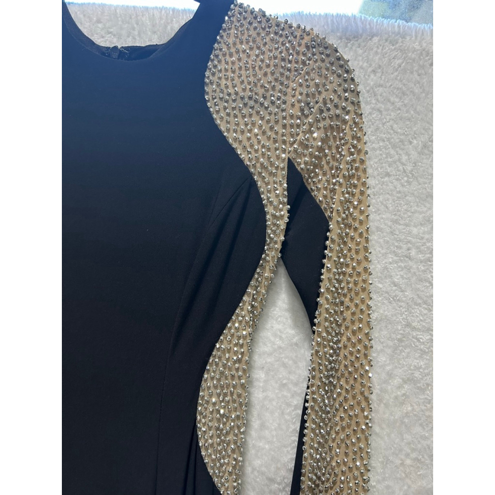 Xscape‎ Women's Long Sleeve Beaded Contour Gown Size 2 - Picture 4 of 6